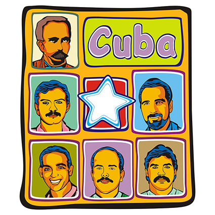 Cartel por la liberación de los Cinco Héroes.